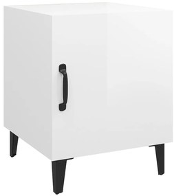 Mesas de cabeceira 2 pcs madeira processada branco brilhante