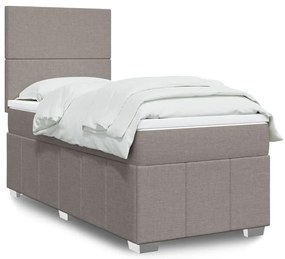 Cama com molas/colchão 90x190 cm tecido castanho-acinzentado
