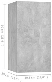 Móveis de TV 4 pcs 30,5x30x60 cm contraplacado cinzento cimento