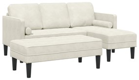 vidaXL Conjunto de Sofás com almofada 2 pcs Creme Poliéster