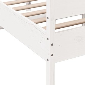 Cama sem colchão 120x200 cm madeira de pinho maciça branco