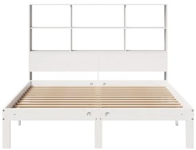 Cama com estante sem colchão 150x200 cm pinho maciço branco