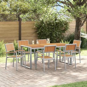 vidaXL Mesa de Jantar de Jardim 7 Peças em Madeira Sólida de Acácia e Metal