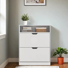 Sapateira com 2 portas, sapateira, prateleira para sapatos 24 x 80 x 102 cm branco
