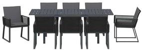 Conjunto de Jantar de Jardim Manual 9 pcs Preto Largo Metal