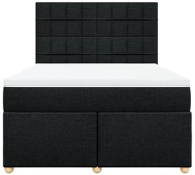 Cama com molas/colchão 160x200 cm tecido preto