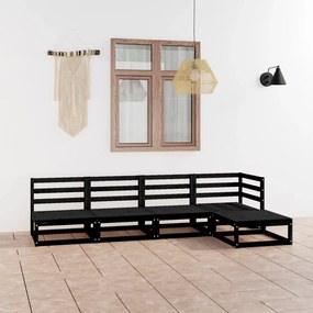 5 pcs conjunto lounge de jardim pinho maciço preto