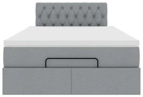 Cama otomana com colchão 120x190 cm tecido cinzento claro