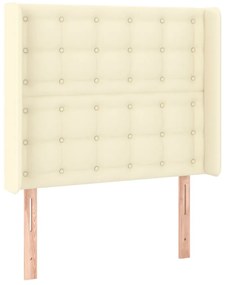 Cabeceira cama c/ LED 103x16x118/128 cm couro artificial crème