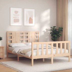 Estrutura de cama com cabeceira 140x200 cm madeira maciça