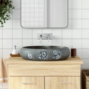 vidaXL Lavatório de bancada oval 59x40x15 cm cerâmica cinzento