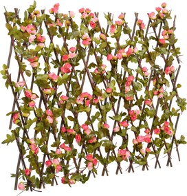 vidaXL Treliça de hera artificial extensível 180x60 cm rosa escuro