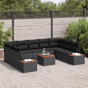 Conjunto de Sofá de Jardim com 10 peças e almofadas - Rattan Polipropi