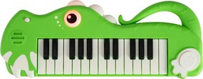 Piano infantil de 25 teclas em forma de dinossauro com música e luzes integradas para maiores de 3 anos Verde