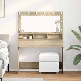 Mesa de Maquilhagem com Luzes LED Carvalho Sonoma 100x41x135 cm