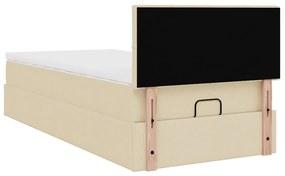 Cama otomana com colchão 100x200 cm tecido creme