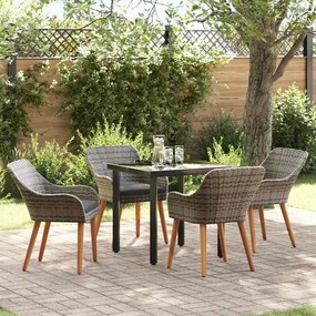 vidaXL Conjunto de Jantar de Jardim 5 Peças Cinza em Rattan Polivalente