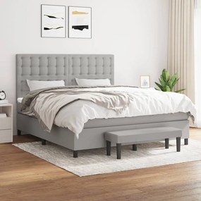 vidaXL Cama com molas/colchão 180x200 cm tecido cinzento-claro