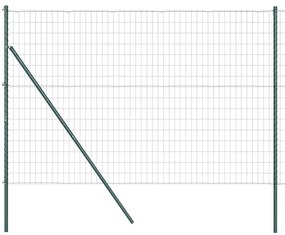 Cerca Euro com 7 Postes 1,5x10 m em Aço Galvanizado Verde