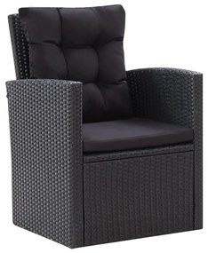 Conjunto Lounge Soy  - 1 Mesa, 1 Sofá, 2 Poltronas e 2 Bancos - Preto