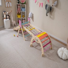 Conjunto de triângulo de escalada para crianças Montessori de madeira dobráveis 8 em 1 para bebés multicolor