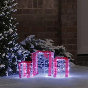 vidaXL Decoração Caixa de Presente 3 pcs Branco frio 20 x 20 x 21 cm