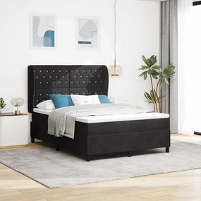 vidaXL Cama Box com colchão com cabeceira Preto 200 x 140 cm Poliéster