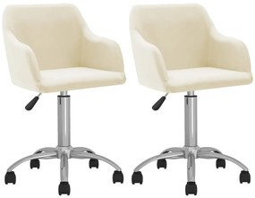 vidaXL Cadeiras de jantar giratórias 2 pcs tecido cor creme