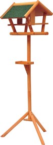 Comedouro para aves selvagens com pé, abrigo para pássaros, nicho com tabuleiro, estação para pássaros, em madeira para exterior, 150 cm