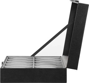 Caixa elegante para 10 relógios 25 x 7,5 x 20 cm Preto