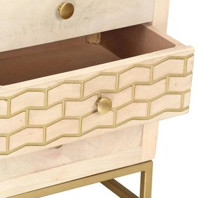 Mesa de cabeceira 40x30x50 cm madeira mangueira maciça dourado