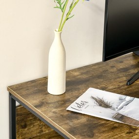 HOMCOM Secretária Estilo Industrial com Prateleiras Estrutura de Metal e Madeira para Estúdio Casa Escritório 120x60x75cm Marrom Rústico