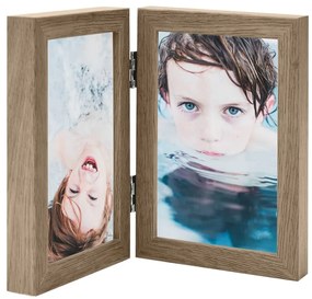 vidaXL Moldura com duas dobras 2x(21x29,7 cm) castanho-claro