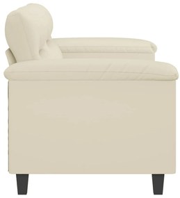 Sofá de 2 lugares 140 cm couro artificial cor creme