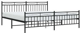 Estrutura de cama com cabeceira e pés 193x203 cm metal preto