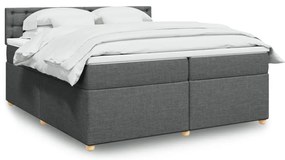 vidaXL Cama com molas/colchão 200x200 cm tecido cinzento-escuro