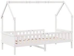 Cama infantil formato de casa 90x190 cm pinho maciço branco