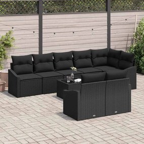 Conjunto de Sofá de Jardim de 9 Peças com Almofadas Beiges em Rattan d