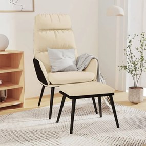 vidaXL Cadeira de descanso com banco tecido/couro artificial cor creme