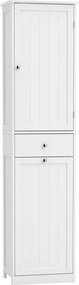 HOMCOM Móvel Coluna 180 cm com Cesto de Roupa Basculante, Branco | Aosom Portugal