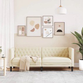 Sofá chesterfield 3 lugares couro artificial creme