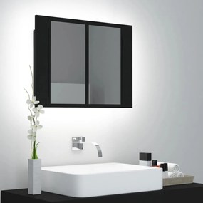 804957 vidaXL Armário espelhado casa de banho LED 60x12x45 cm preto