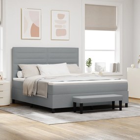 vidaXL Cama Box Spring com Colchão e Banco Cinza Claro 180x200 cm Tecido