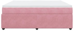 Cama com molas/colchão 200x200 cm veludo rosa