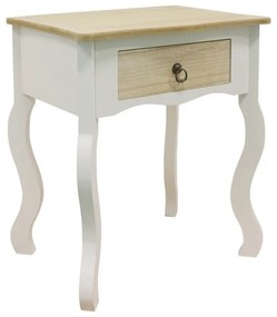 Mesa de Cabeceira Louge - Branco/Carvalho - Design Clássico