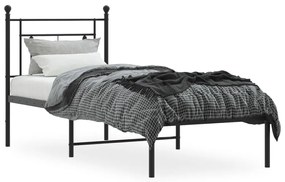 Estrutura de cama com cabeceira 80x200 cm metal preto