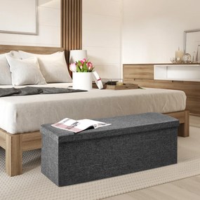 Banco com espaço de armazenamento 115x38x38cm dobrável cinza escuro