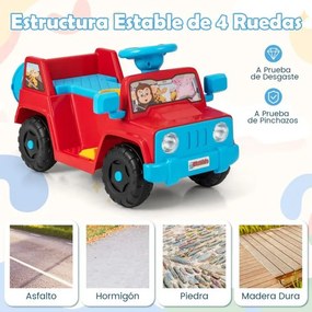 Carro elétrico 6V com sons, botão de arranque, porta-copos, luzes LED e rodas a partir dos 18 meses até 36 meses vermelho