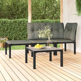 vidaXL Mesa de centro de jardim 55x55x31 cm DPC e aço cinzento