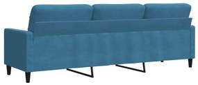 Sofá de 3 lugares 210 cm veludo azul